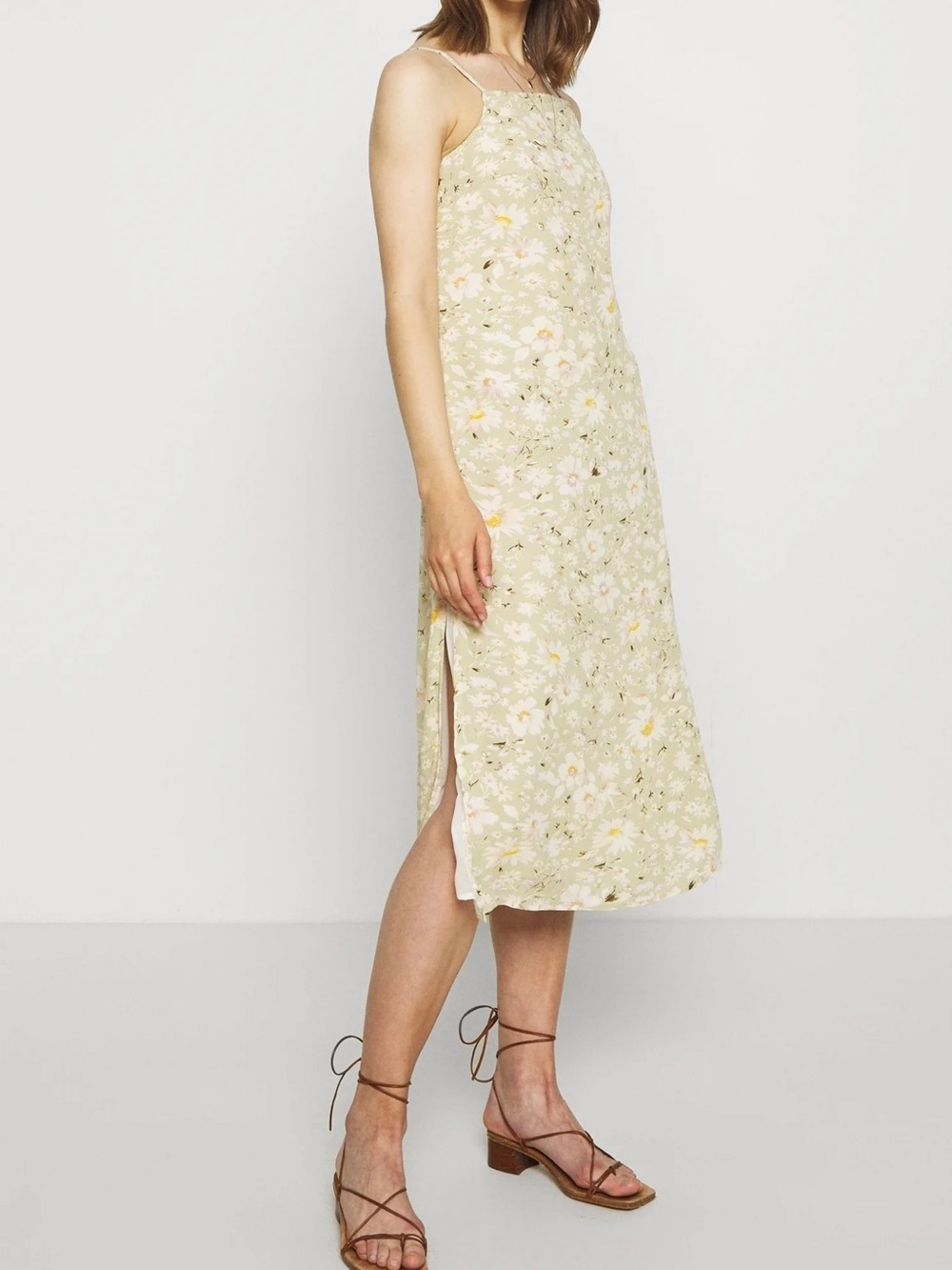 American Eagle Floral Slip Midi Dress Sage Green Small